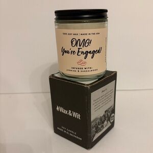 Wax & Wit NWT OMG You’re Engaged Handcrafted Soy Candle 9 Oz Jar White OS
